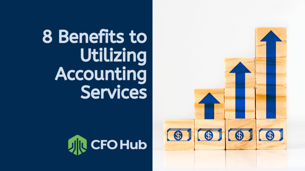 The image shows a blue and white graphic by CFO Hub that reads 